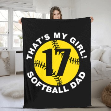 Discover That'S My 17 Softball Dad Father'S Day Fast Pitch Fleece Blankets