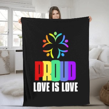 Discover Love is Love Fleece Blankets LGBTQ Pride Rainbow Flag Proud