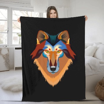 Discover Orange wolf Fleece Blankets