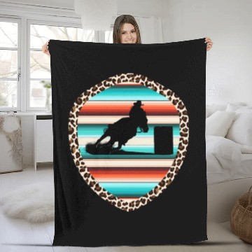 Discover Horse Barrel Racing Serape Leopard Pattern Rodeo Fleece Blankets