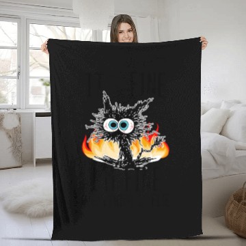 Discover It'S Fine I'M Fine Everything Is Fine Cat Fleece Blankets