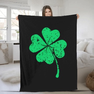 Discover Lucky Four Leaf Clover Luck Of The Irish Fleece Blankets