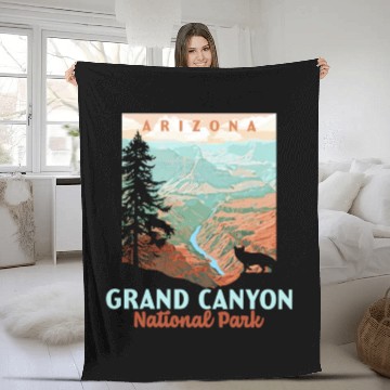 Discover Grand Canyon National Park Arizonna Wpa Style Fleece Blankets