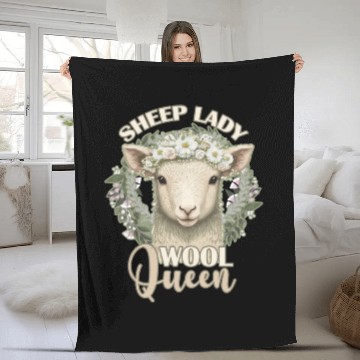 Discover Sheep Lady Wool Queen Spring Flower Animal Funny F Fleece Blankets