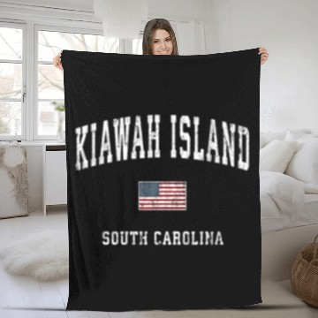 Discover Kiawah Island South Carolina Sc American Flag Fleece Blankets