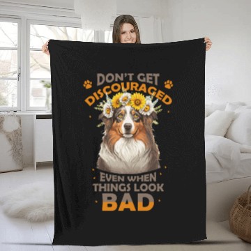 Discover Flower Crown Australian Shepherd Mental Health Awa Fleece Blankets