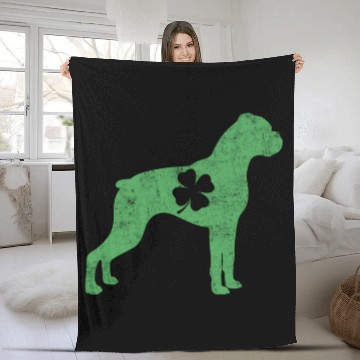 Discover Awesome Boxer Saint Patrick'S Day Dog Dad Mom Fleece Blankets