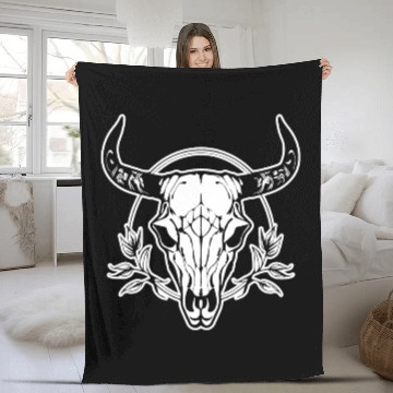Discover Cow Skull Boho Fleece Blankets