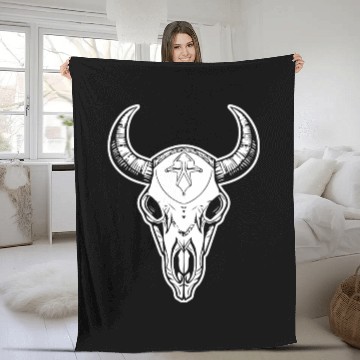 Discover Cow Skull Boho Fleece Blankets