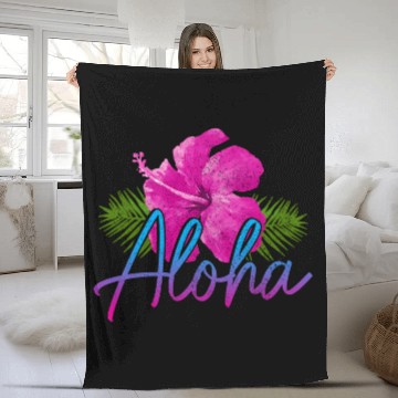 Discover Aloha Hawaiian Islands Hawaii Surf Hibiscus Fleece Blankets