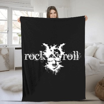 Discover rock and roll skull design Fleece Blankets