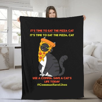 Discover Commas Save Lives Pizza Cat Fleece Blankets