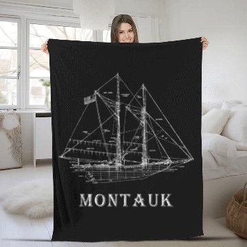 Discover Sailboat Blueprint Montauk Ny Sailing Vacation Fleece Blankets