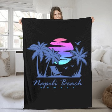 Discover Napili Beach Hawaii Family Vacation Sunset Fleece Blankets