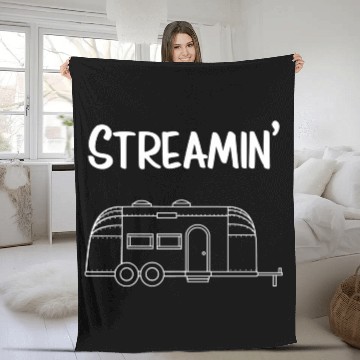 Discover Streamin' Airstream Camping Fleece Blankets