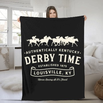 Discover Derby Time Louisville Kentucky Horse Racing Fleece Blankets