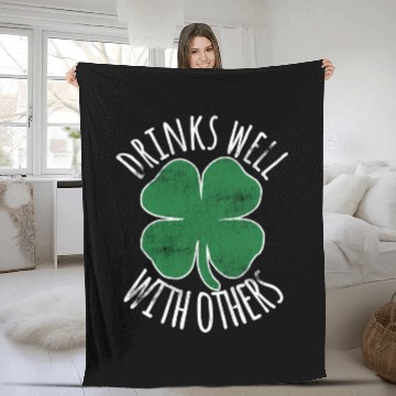Discover Drin Well With Others Drunk St Patric Day Beer Fleece Blankets