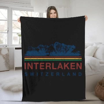 Discover Switzerland Interlaken Swiss Mountain Climbing Fleece Blankets