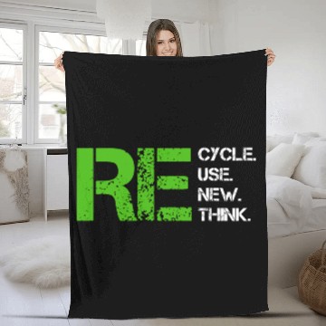 Discover Reduce Reuse Recycle Rethink World Environment Day Fleece Blankets