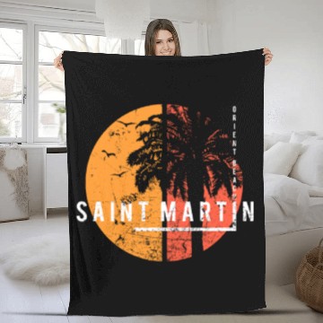 Discover Artistic Orient Beach Saint Martin Cool Vacation Fleece Blankets