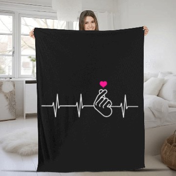 Discover K-Pop Heartbeat K-Drama Heart Hand Korean Pop Fleece Blankets