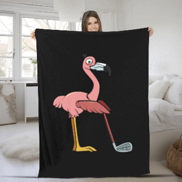 Discover Flamingo Play Golf Pink Funny Animal Playing Golf Fleece Blankets