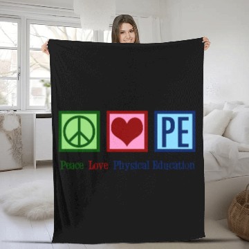 Discover Peace Love Pe Teacher Physical Education Fleece Blankets