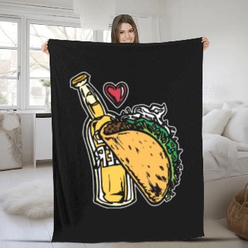 Discover Tacos Funny Cute Taco Lover Cool Mexican Beer Fleece Blankets