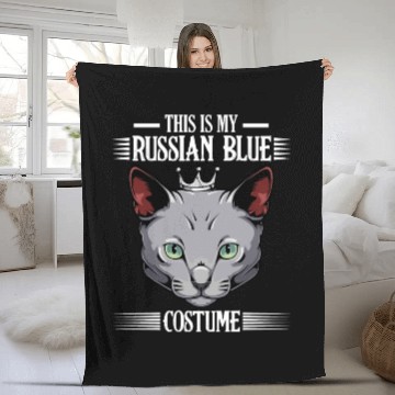 Discover This Is My Russian Blue Costume Funny Cat Lover Fleece Blankets