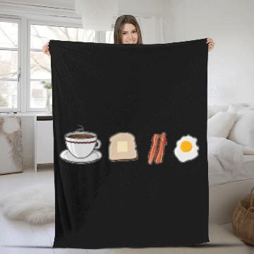 Discover Breakfast Coffee Toast Bacon And Eggs Foodie Lover Fleece Blankets