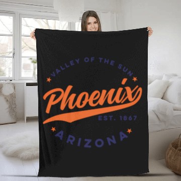 Discover Phoenix Arizonna Valley Of The Sun Color Text Fleece Blankets