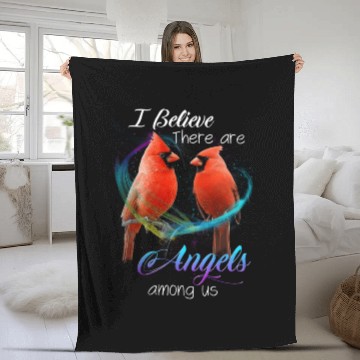 Discover Cardinal Bird I Believe There Are Angels Among Us Fleece Blankets