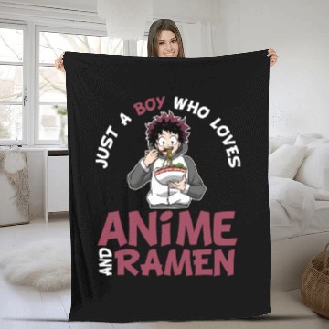 Discover Just A Who Loves Anime And Ramen N Guys Fleece Blankets