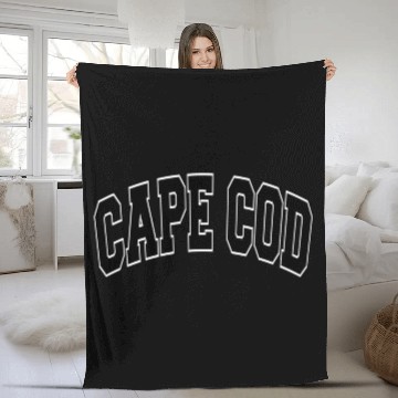 Discover Cape Cod Massachusetts Varsity Style Black Text Fleece Blankets