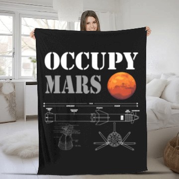 Discover Occupy Mars Starship Rocket Fleece Blankets