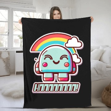 Discover A Robot Grin And A Rainbow Fleece Blankets