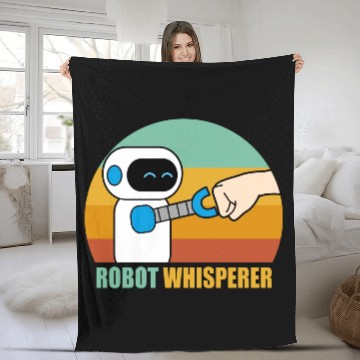 Discover Robot Whisperer Robotisc Engeneering Fleece Blankets