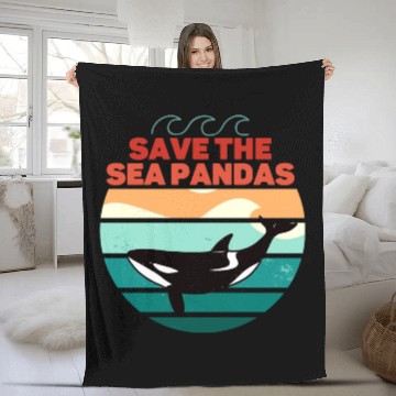 Discover Rescue Killer Whale Orcas Save The Sea Pandas Fleece Blankets