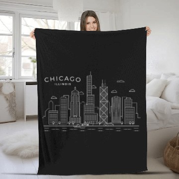 Discover Chicago yline Chicago Illinois Fleece Blankets
