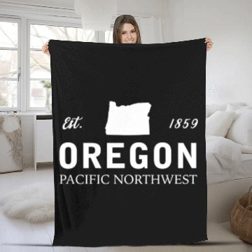 Discover Oregon Est 1859 Pacific Northwest Us Flag Fleece Blankets