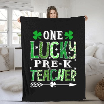 Discover St Patrick'S Day One Lucky Pre-K Teacher Shamrock Fleece Blankets