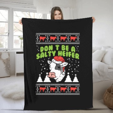 Discover Don'T Be A Salty Heifer Ugly Cow Farm Farmer Fleece Blankets