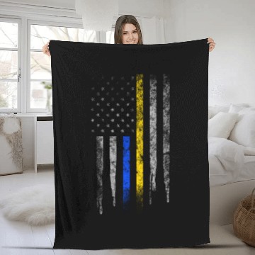 Discover Gold Blue Line 911 Police Dispatcher First Fleece Blankets