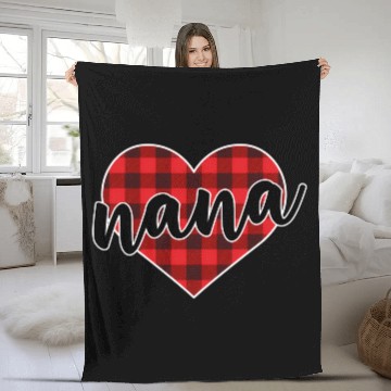 Discover Nana Buffalo Plaid Heart Cozy Winter Pattern Fleece Blankets