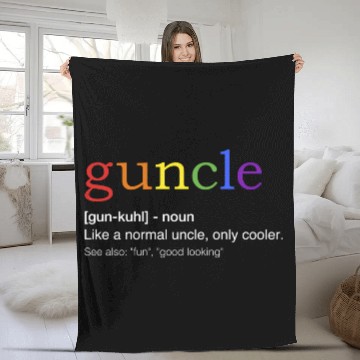 Discover Guncle In Rainbow Flag Colors For Gay Uncle Fleece Blankets