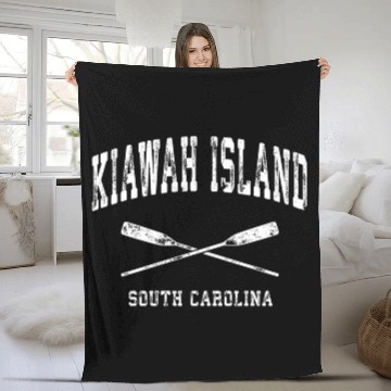 Discover Kiawah Island South Carolina Nautical Crossed Oars Fleece Blankets