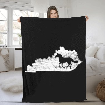 Discover Kentucky Map Horse Kentucky Fleece Blankets