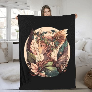 Discover Cottagecore Forest Fairy Elf Floral Anime Aestheti Fleece Blankets
