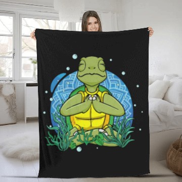 Discover Meditating Sea Turtle Gift Yoga Zen Meditation Fleece Blankets