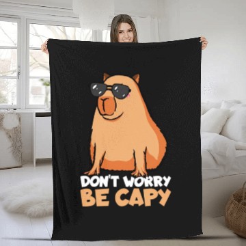 Discover Don'T Worry Be Capy Capybara Fleece Blankets